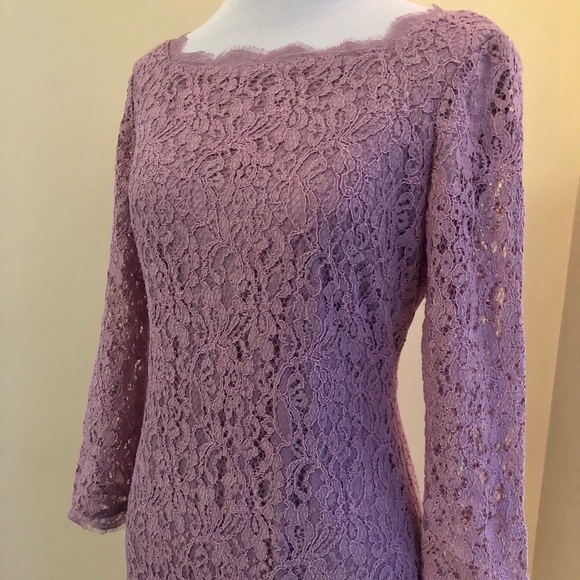 Adrianna Papell Lilac Sheath Lace Dress - Picture 3 of 8